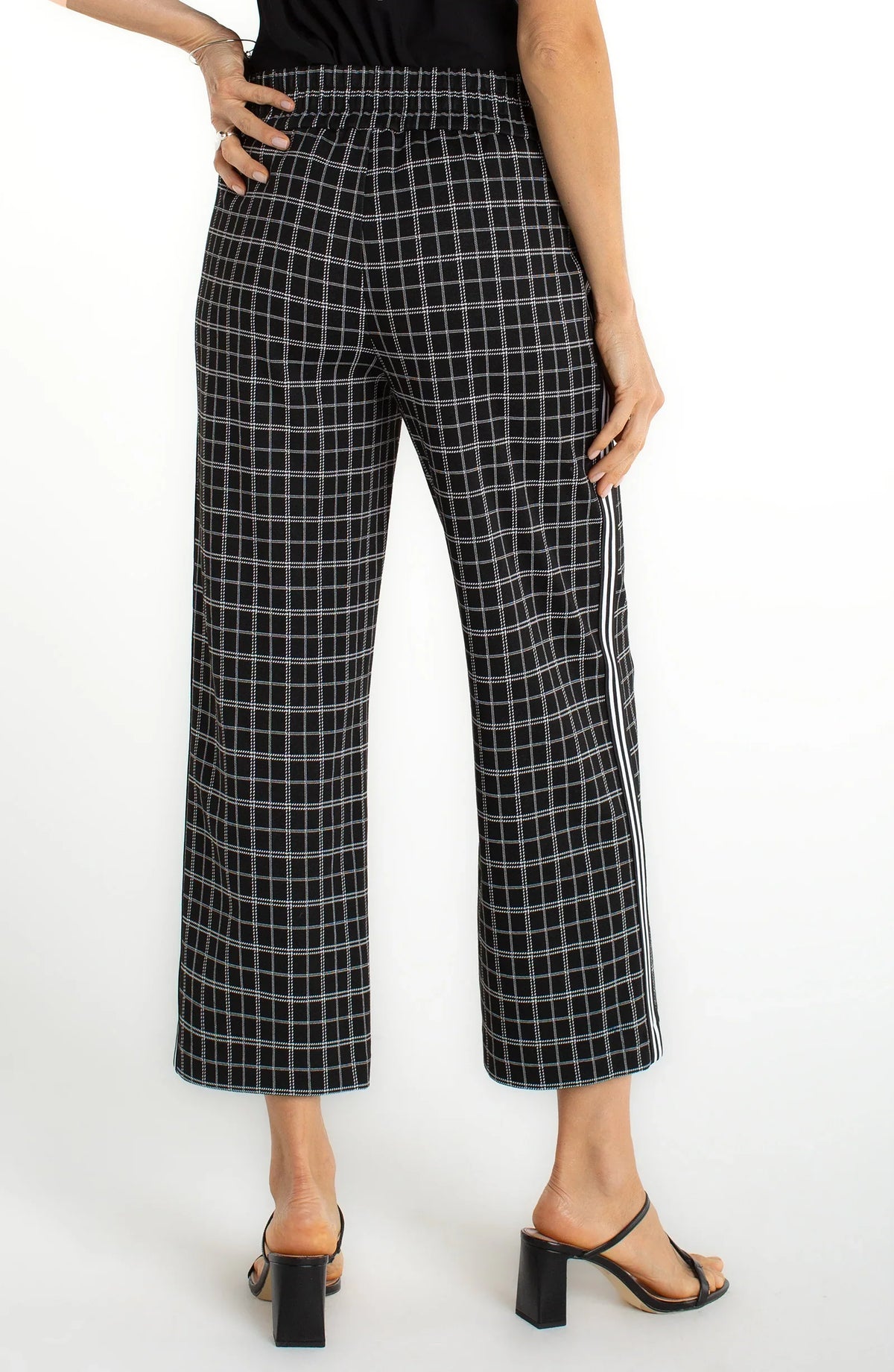 Liverpool Mabel pull-on crop pant with side stripe, back view