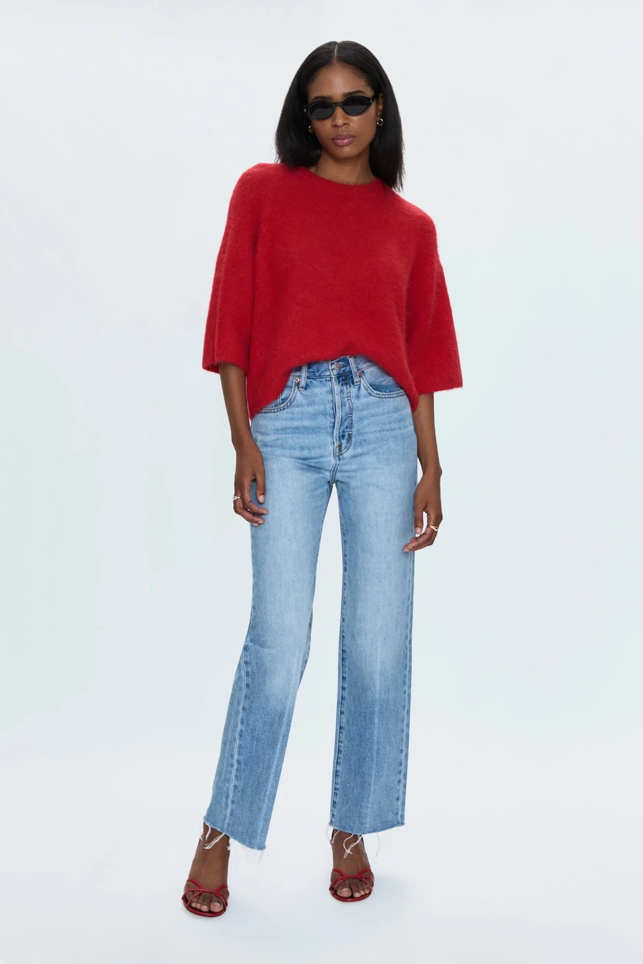Micah Elbow Sleeve Sweater, Ruby