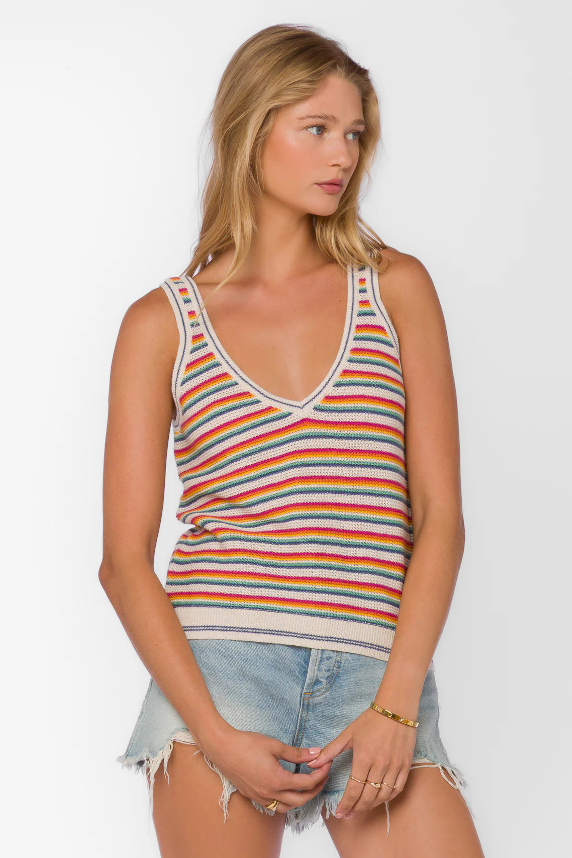 Nadia Sunny Stripe Tank - Multicolor Striped Knit
