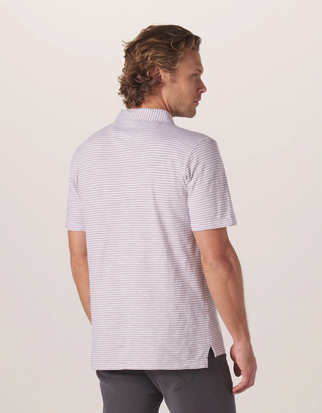 Men's Vintage Slub Pocket Polo, Grey Stripe