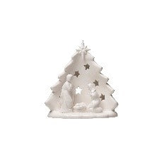 Stoneware Holy Family with Tree & Cut-Outs