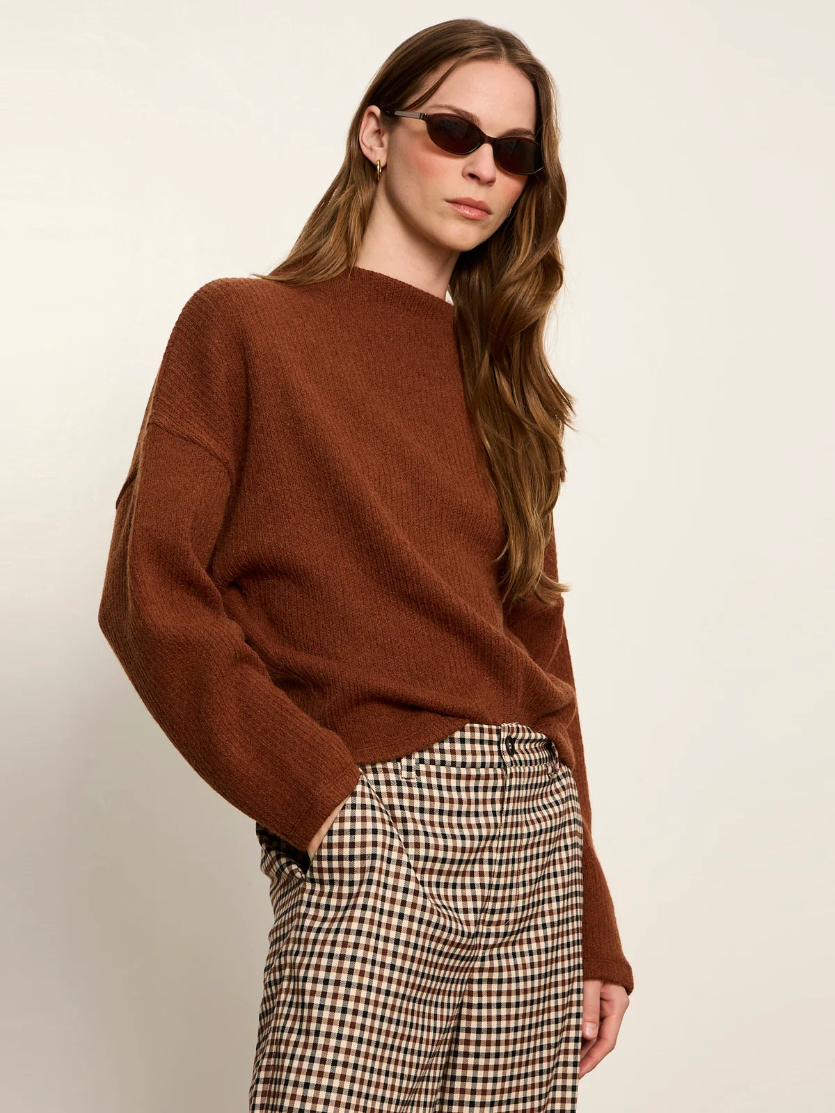 Ribbed Dolman Sweatshirt, Burnt Cocoa