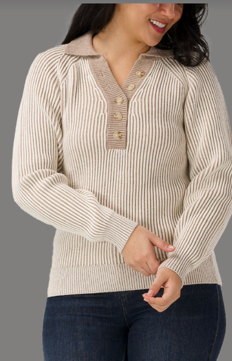 Diana Sweater, Ivory/Taupe