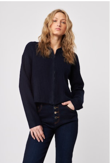 Gavin Zip-Up Sweater, Navy