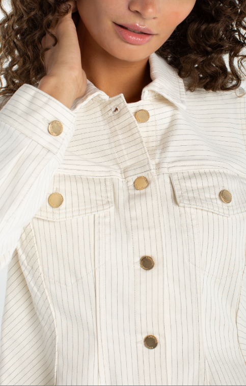 Fit and Flare Trucker Jacket, Nautical Stripe