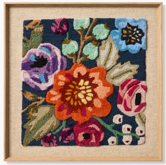 Rifle Paper Co. x Loloi Vintage Blossom Two woven wood-framed wall art, 31x31 inches