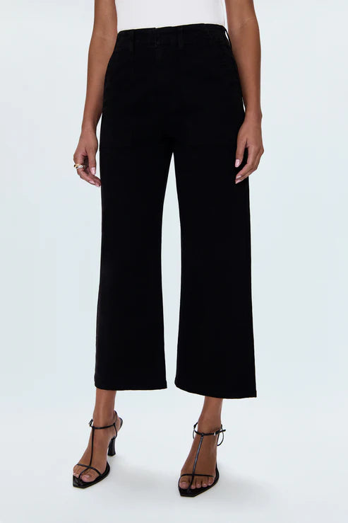 Sophia Wide Leg Utility Ankle Pant, Black