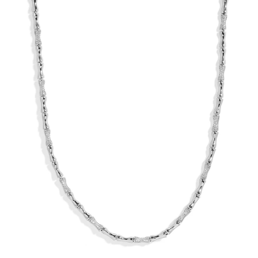Bamboo Pave Necklace, Silver