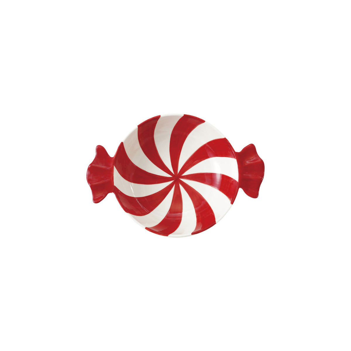 Peppermint Swirl Dolomite Candy Bowl, Red & White