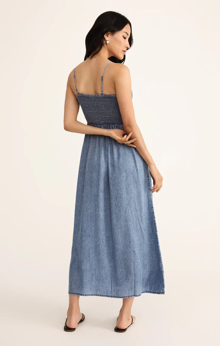 Bayside Chambray Midi Dress, Medium Chambray