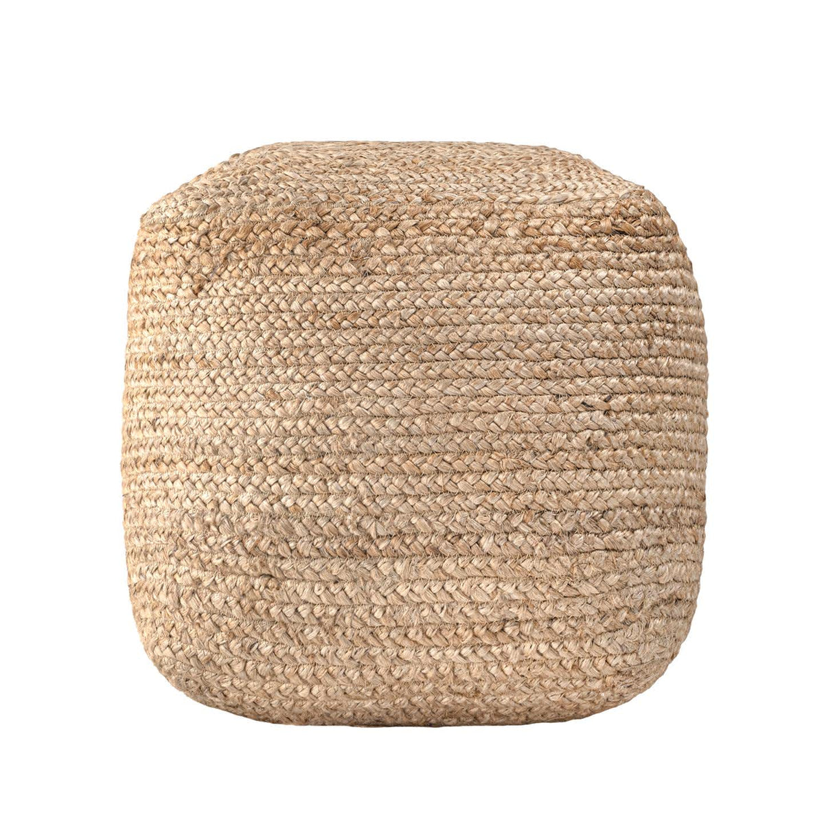 nuLOOM cork braided jute ottoman pouf, natural, front view