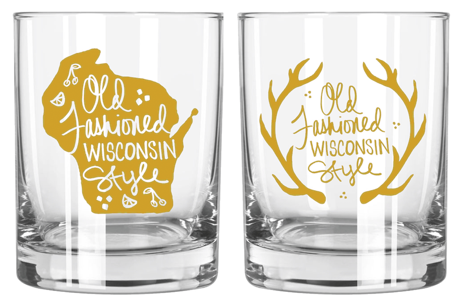 Gold Wisconsin Old Fashioned Glass