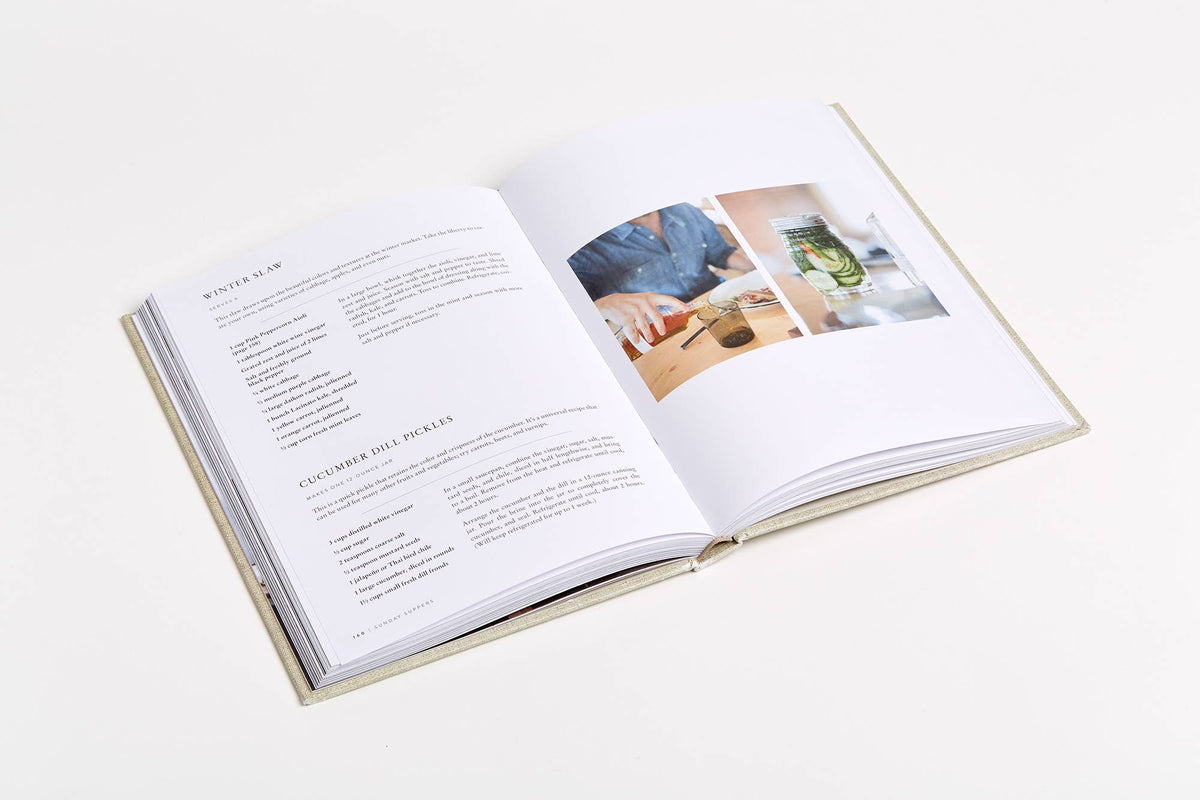 Sunday Suppers cookbook, interior page spread