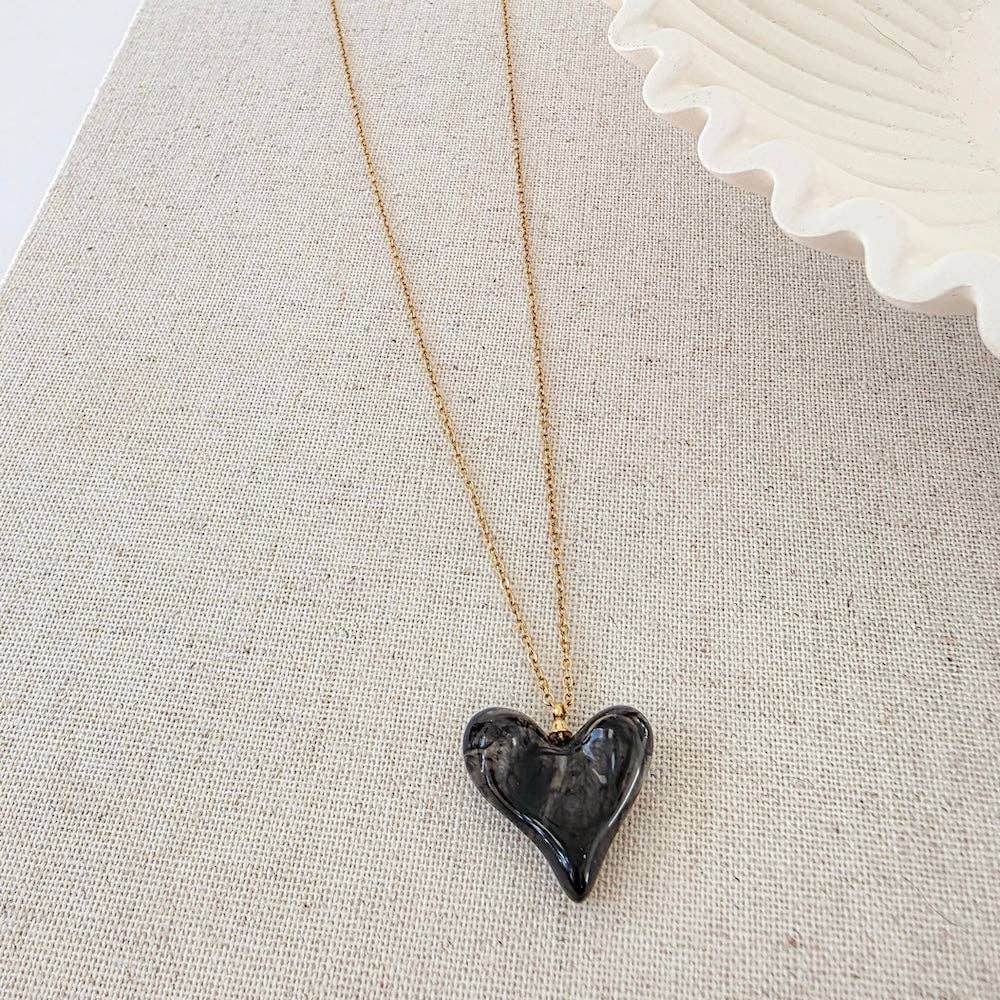 Jan Resin Heart Waterproof Necklace, available in 2 colors