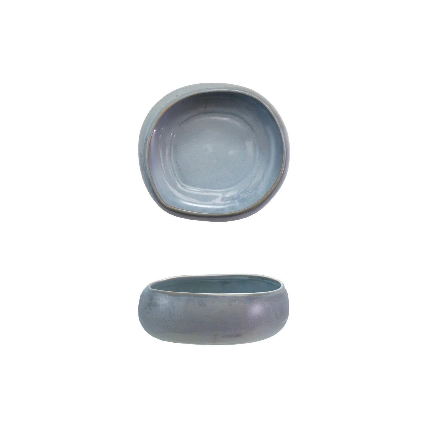 Stoneware Organic Shaped Bowl, Reactive Glaze