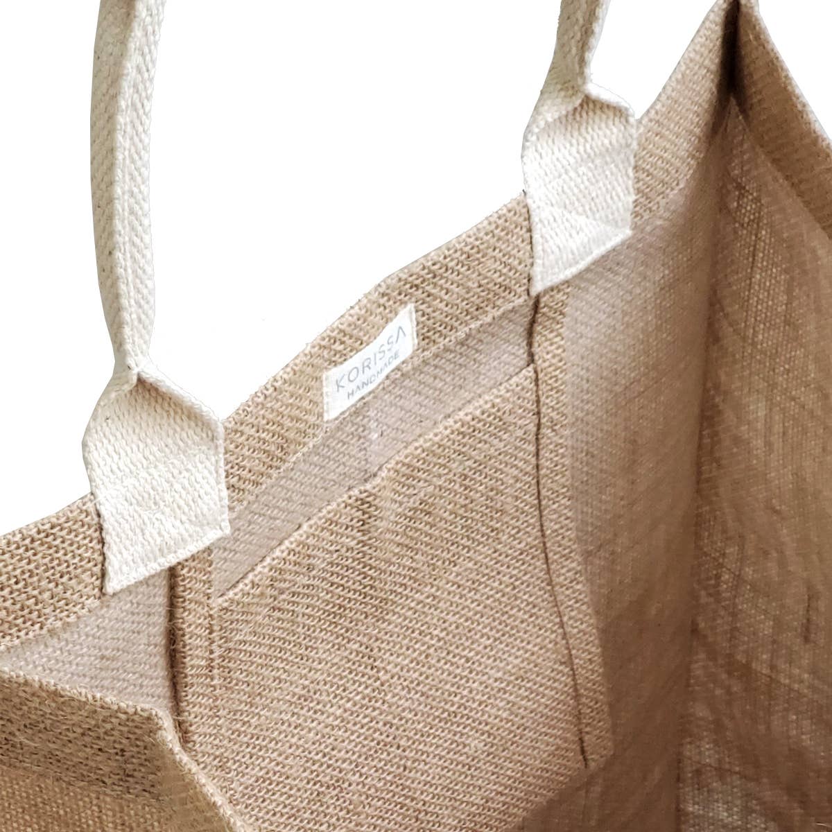 Handmade Burlap Jute Tote l Market Bag - Love: With Pompom