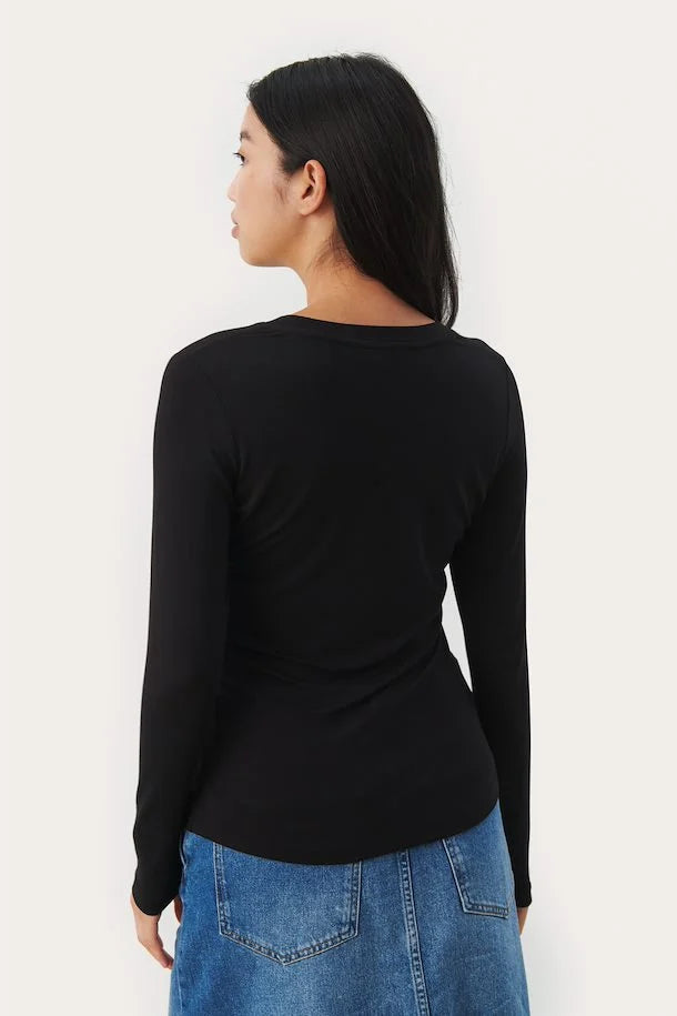 Part Two NemajasPW long sleeve tee, black, styled view