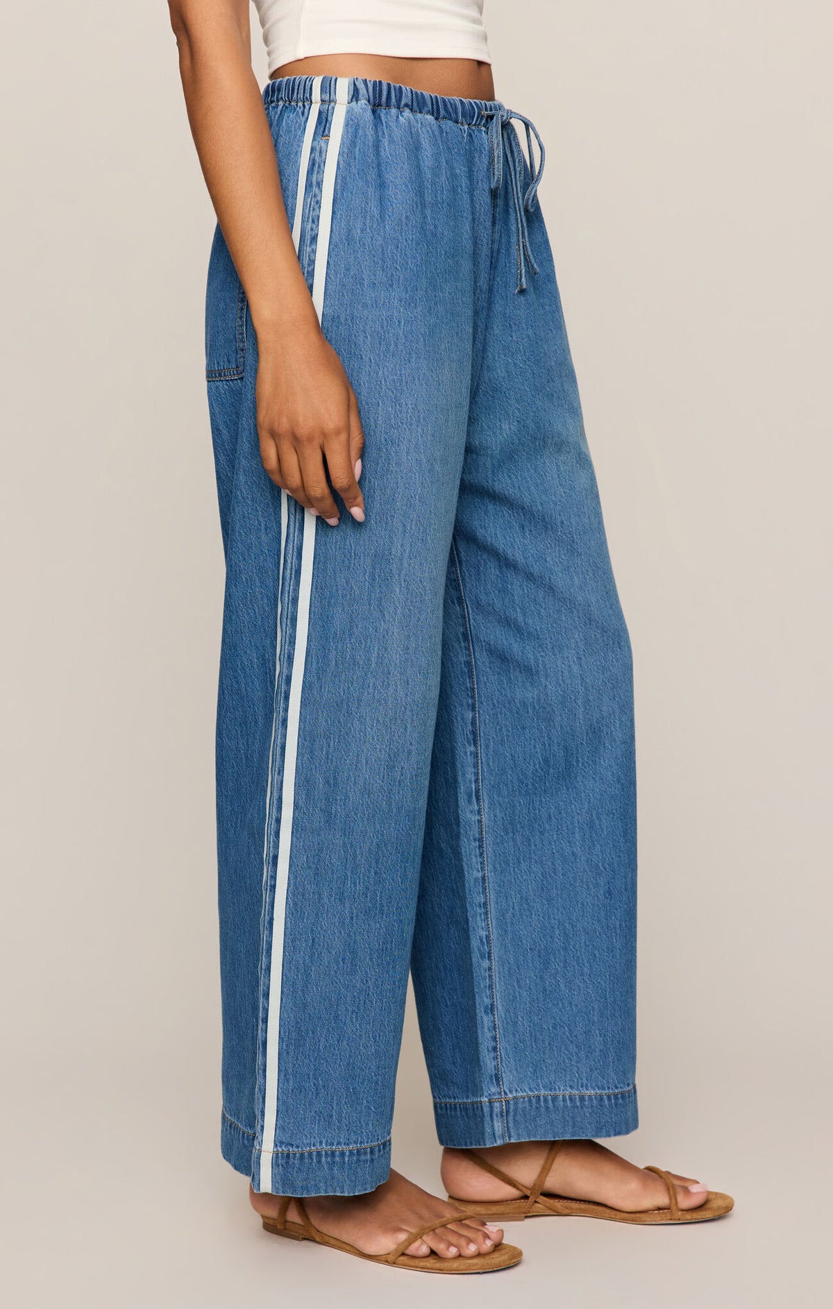 The Sidelines Denim Track Pant in Dreamstate