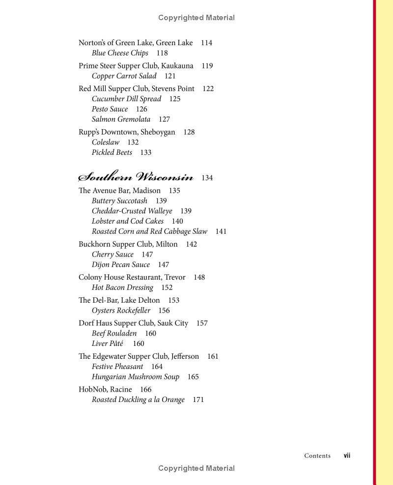 Wisconsin Supper Club Cookbook, interior page spread