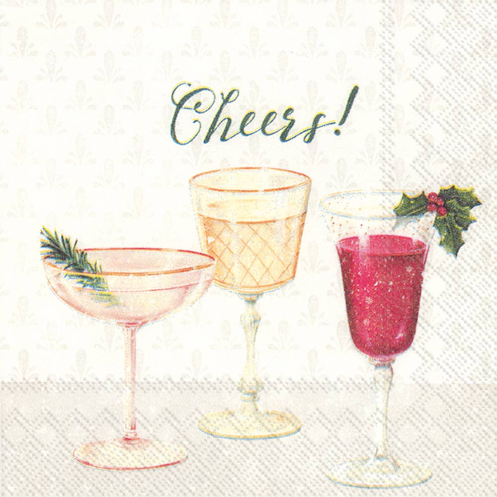 Boston International Cheers Christmas paper cocktail napkins, pack of 20