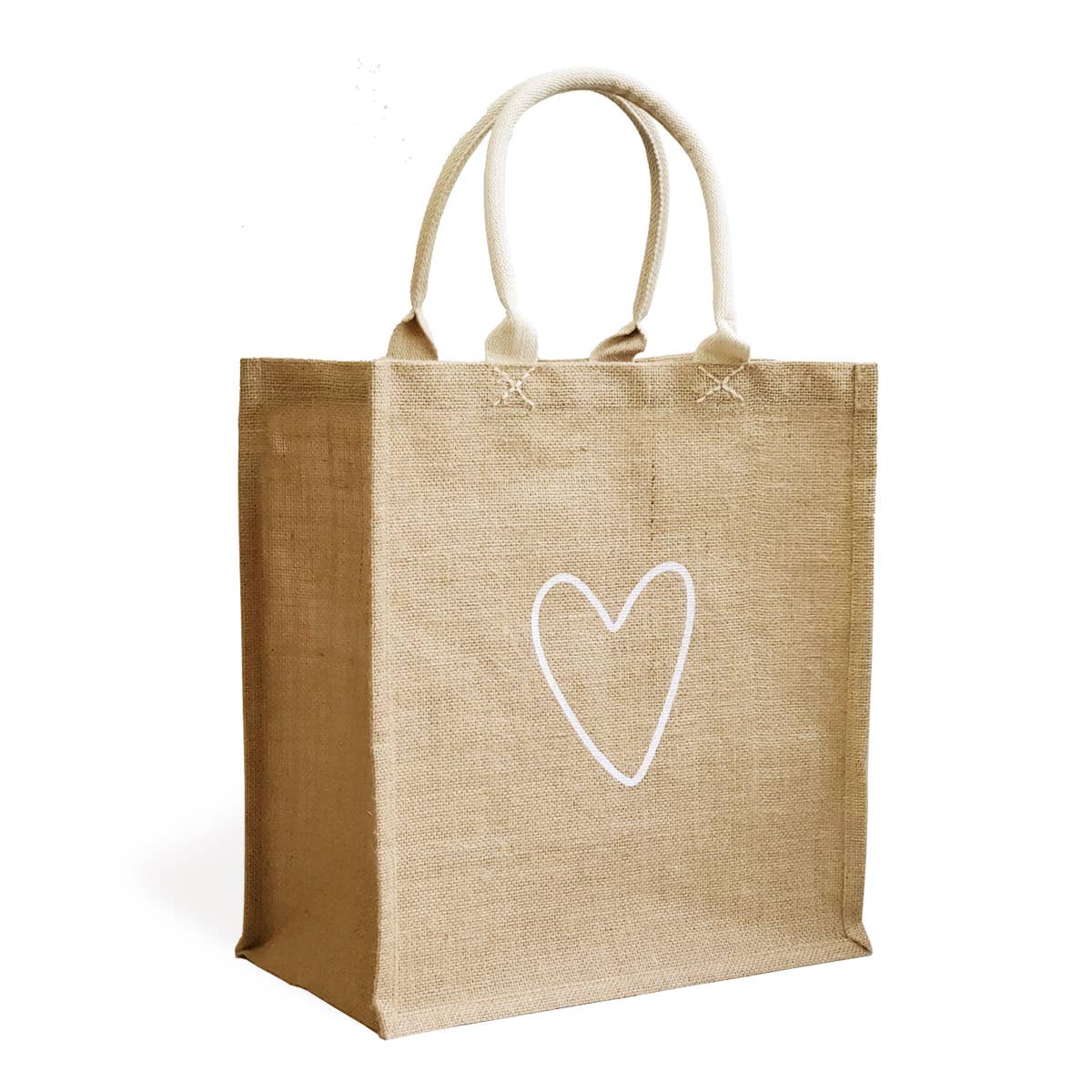 Handmade Burlap Jute Tote l Market Bag - Love: With Pompom