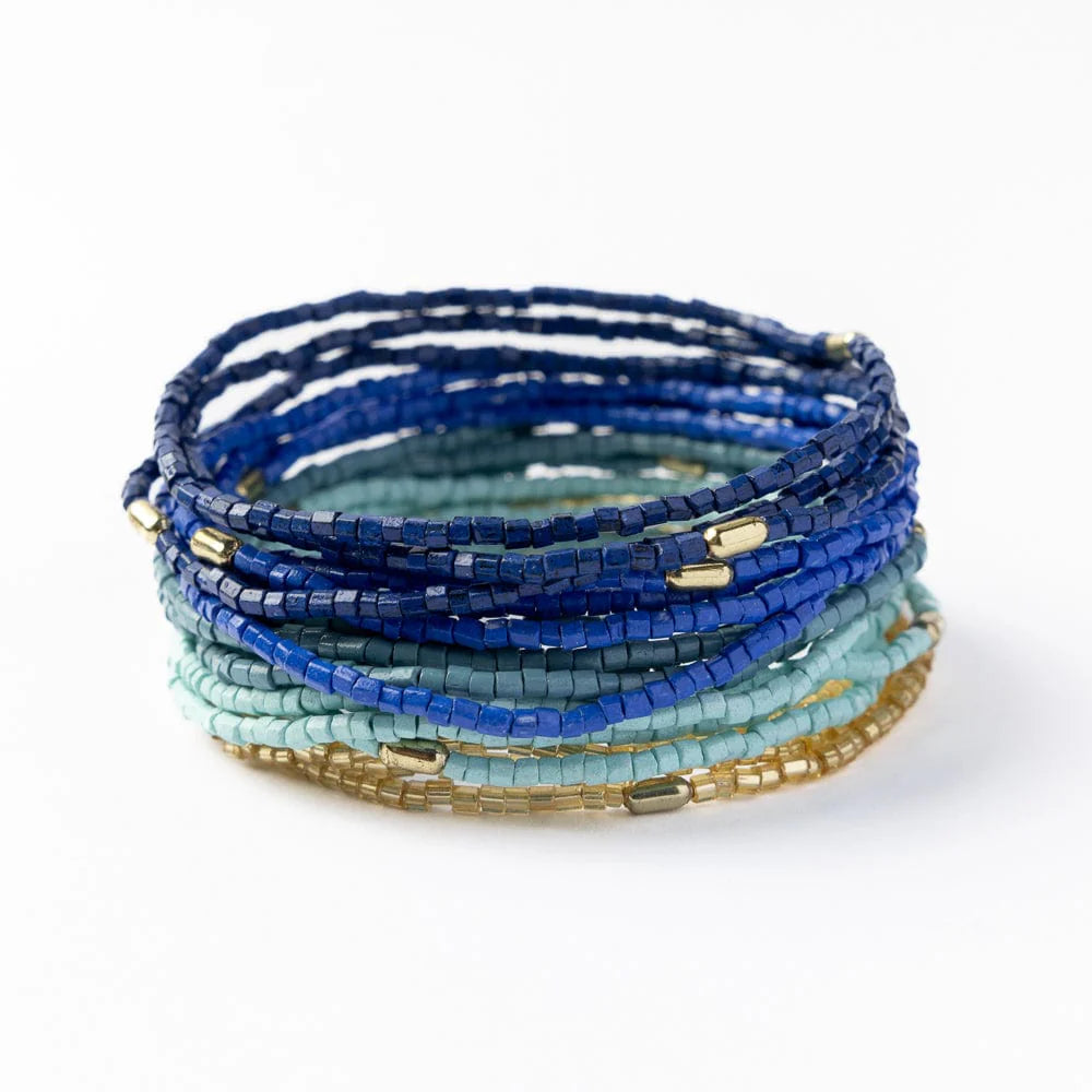 Chelsea 18 Strand Luxe Beaded Bracelet Set, Blue