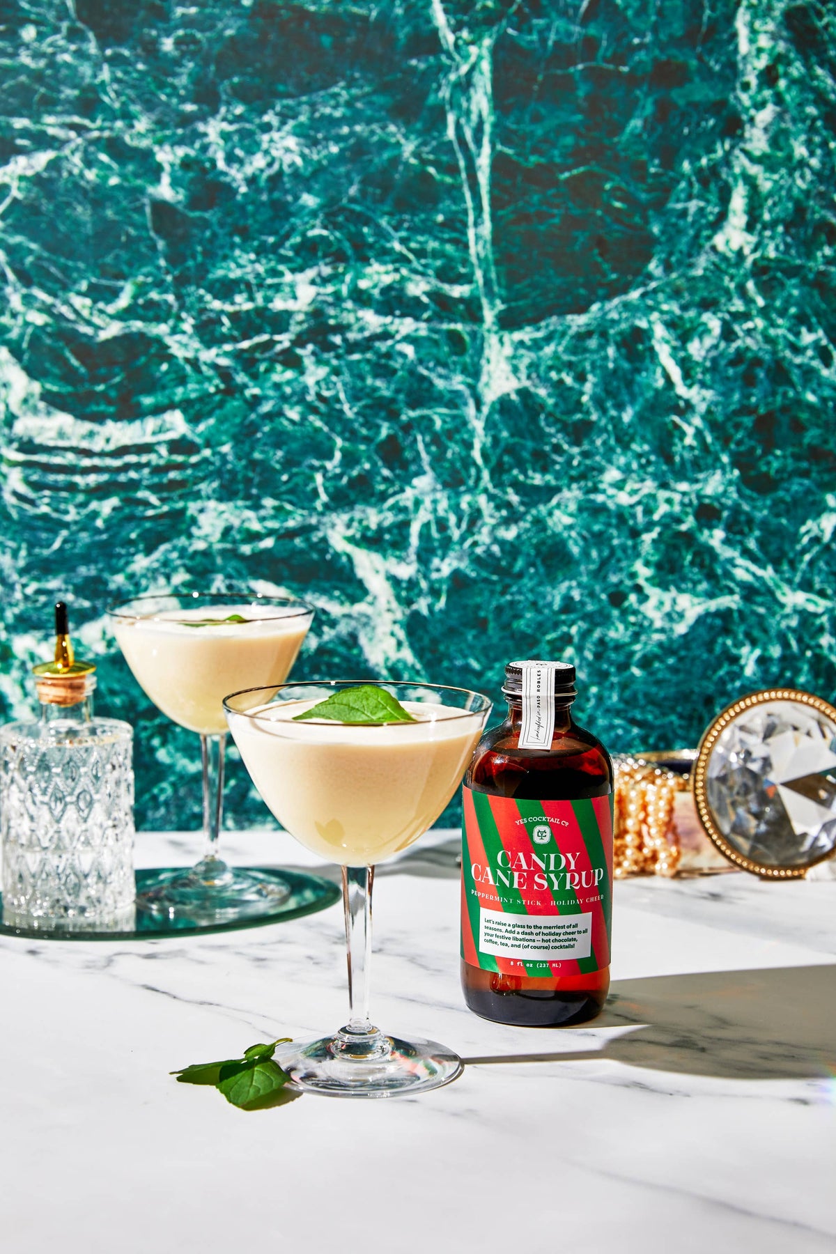 Yes Cocktail Co. Candy Cane syrup, recipe card