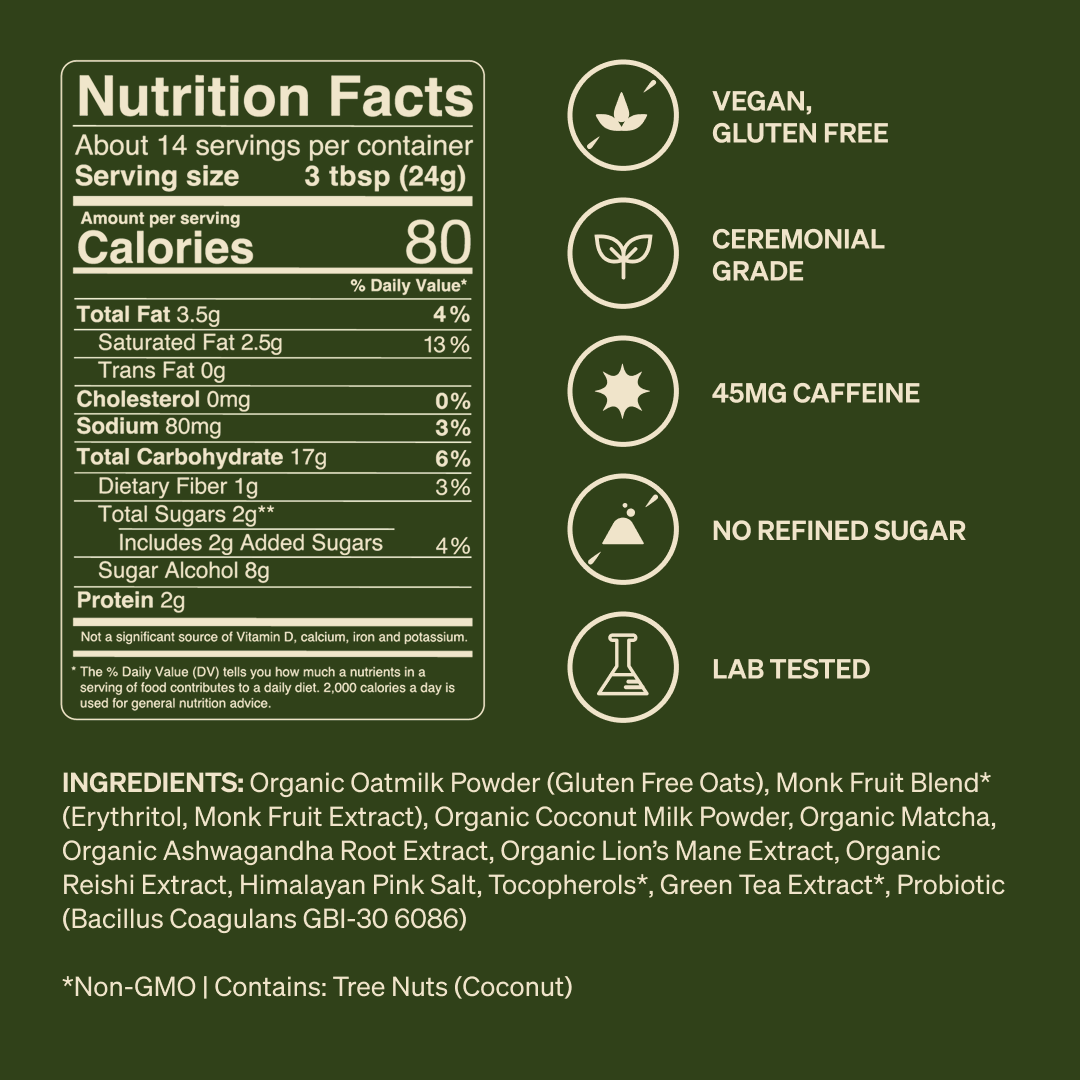 Matcha Green Tea SuperLatte (14 or 30 Lattes) | Instant Ceremonial Matcha Mix