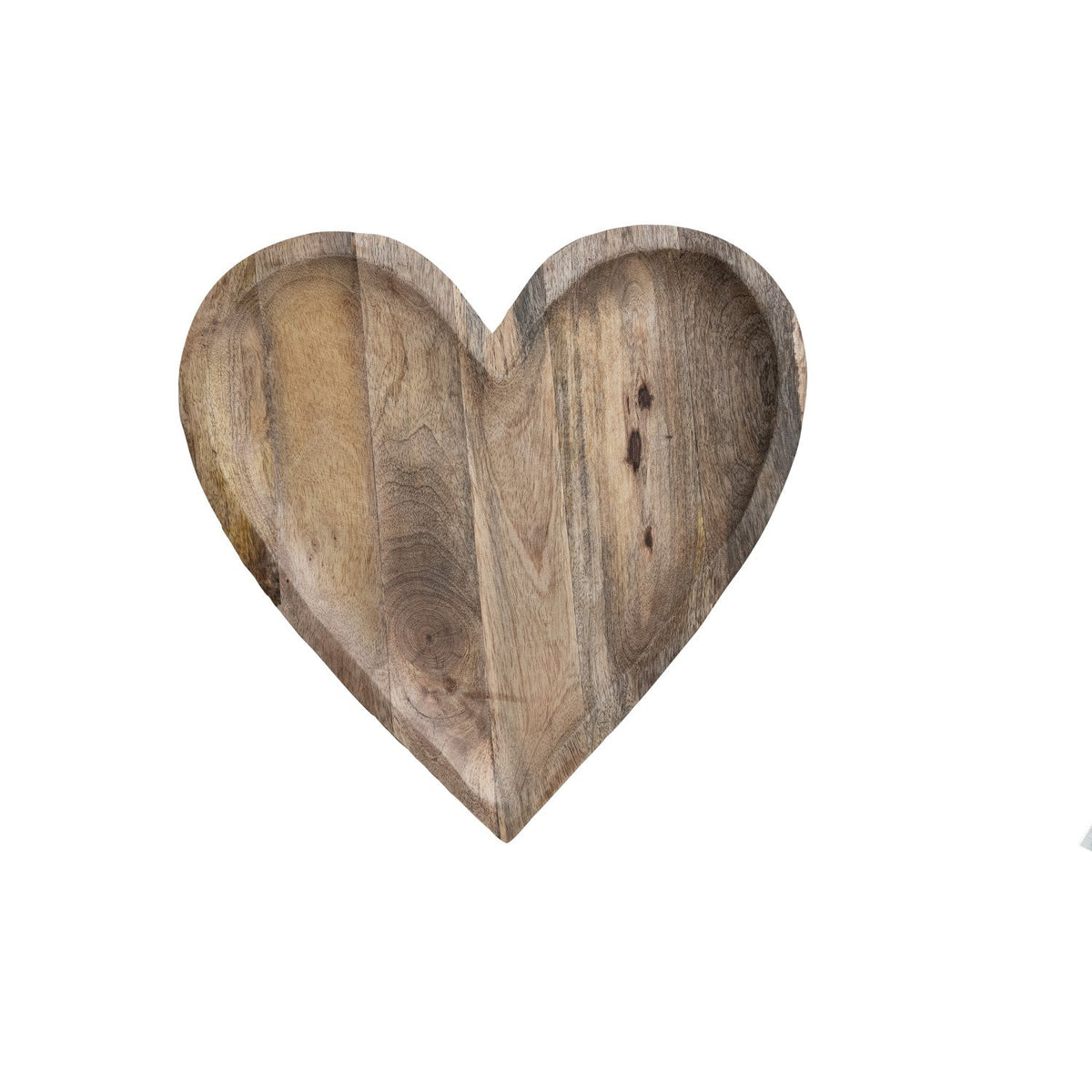 Creative Co-op mango wood heart shaped tray, natural, 13.5 inches