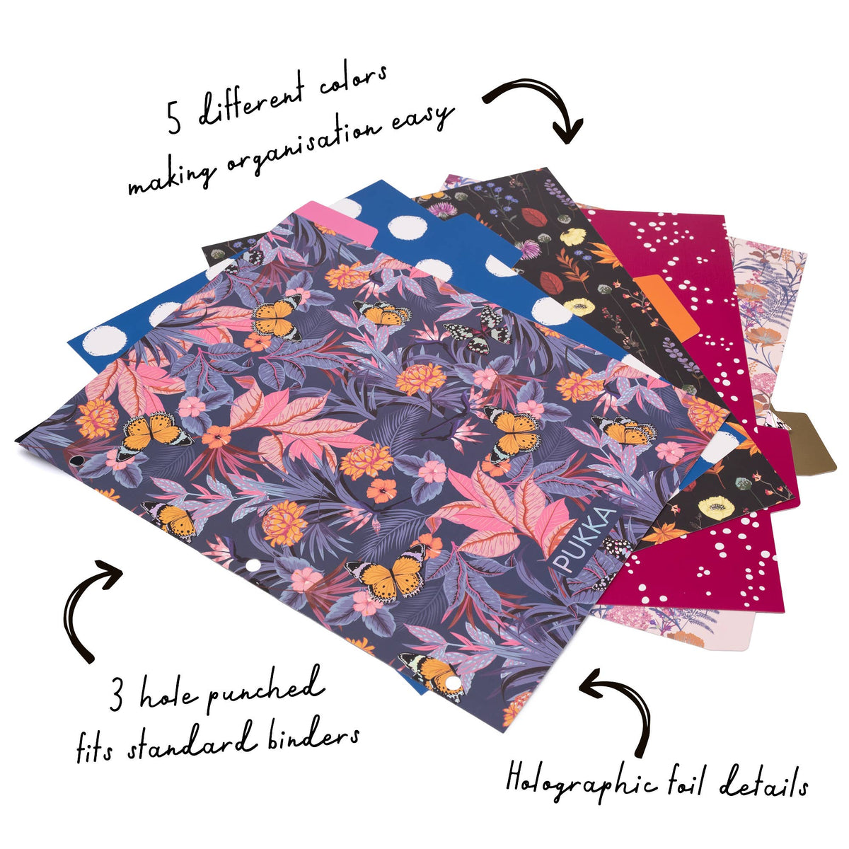 Pukka Bloom rollbound binder, black floral print