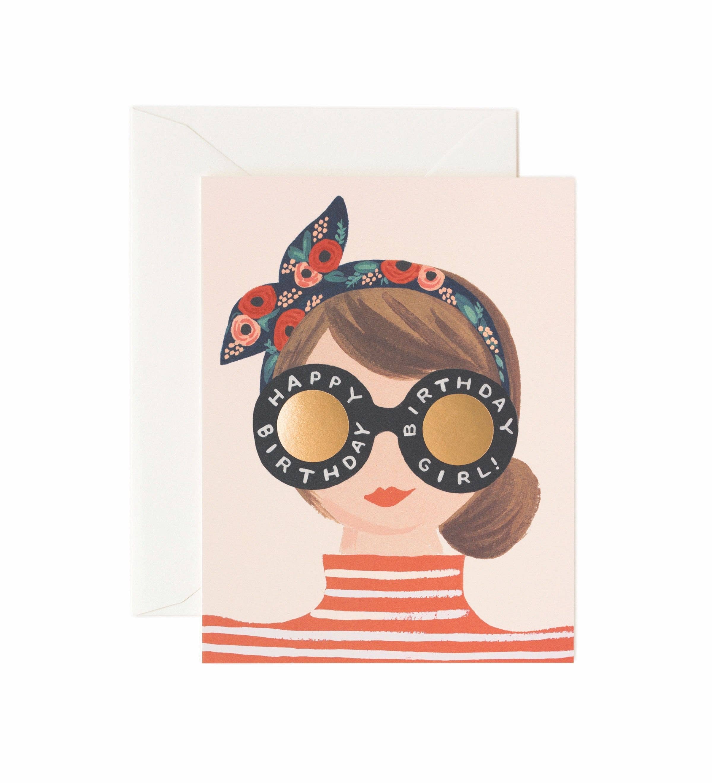 Rifle Paper Co. Birthday Girl greeting card, front view