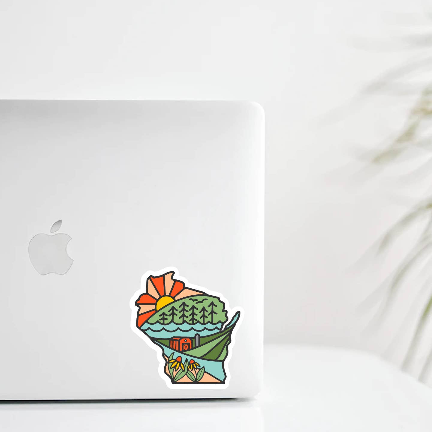 Wisconsin Line Drawing State Scenes Vinyl Sticker