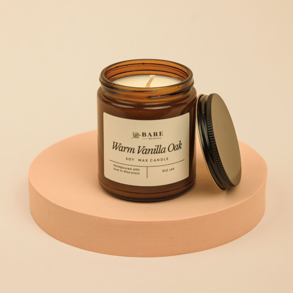 Warm Vanilla Oak Soy Wax Candle