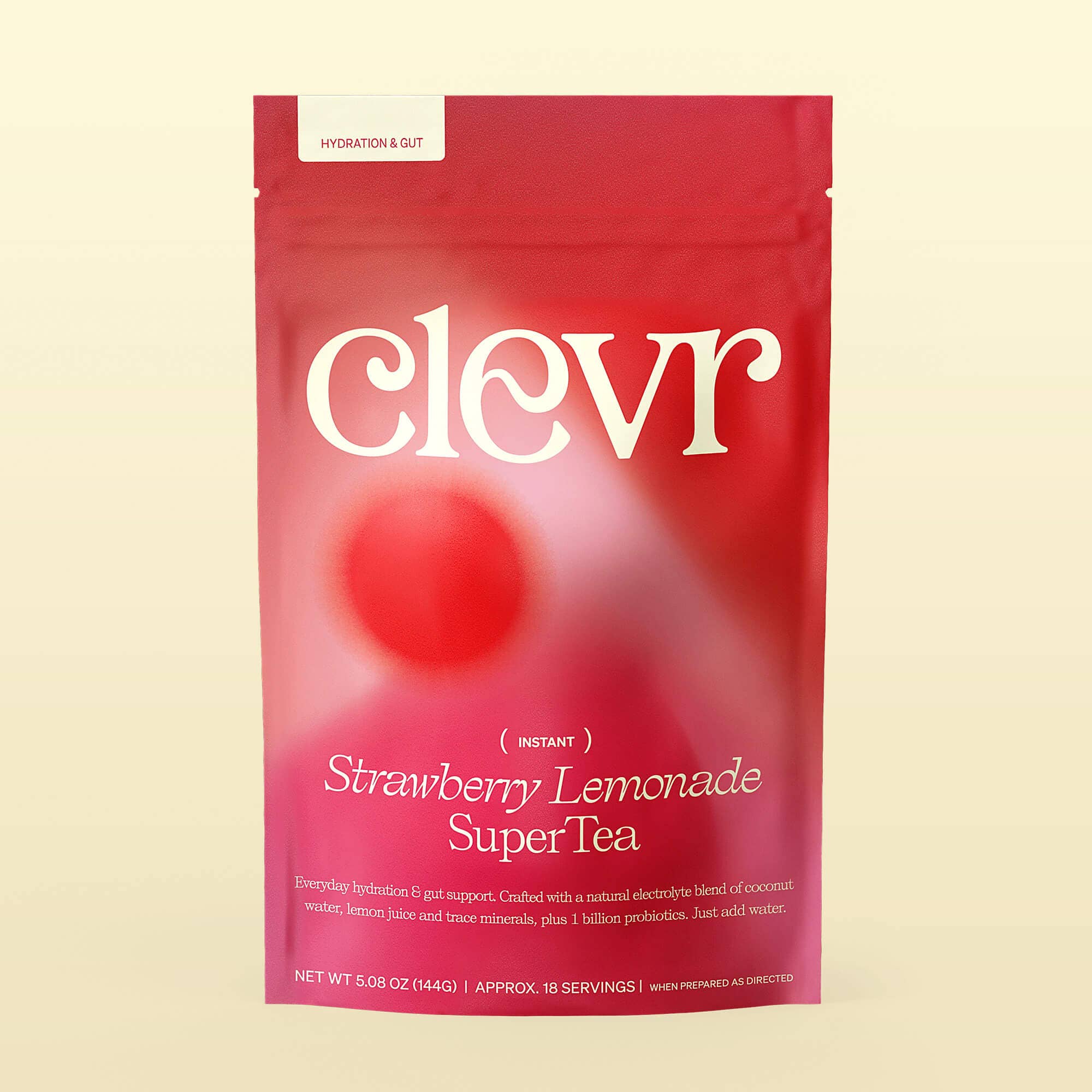 Strawberry Lemonade SuperTea (14 Servings) | Instant Tea with Real Strawberry, Electrolytes and Probiotics