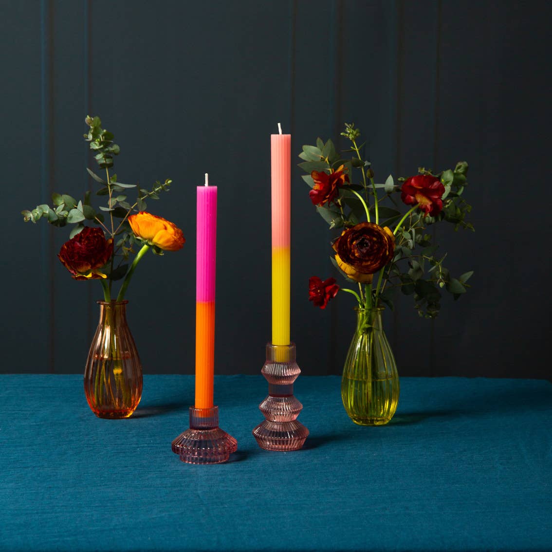 Small Pink Glass Candle Holder