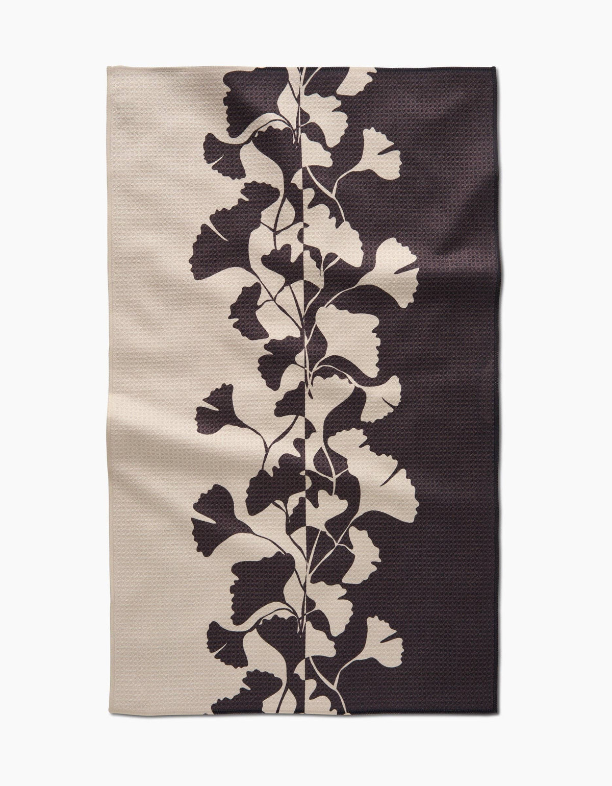 Geometry Midnight Ginkgo tea towel, botanical print
