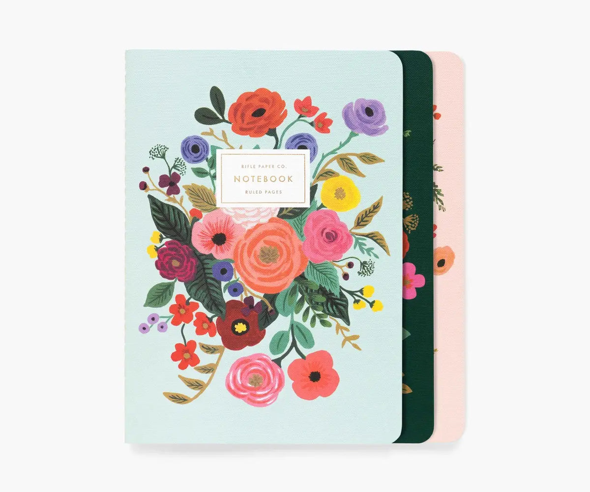 Rifle Paper Co. Garden Party notebook set of 3, front view