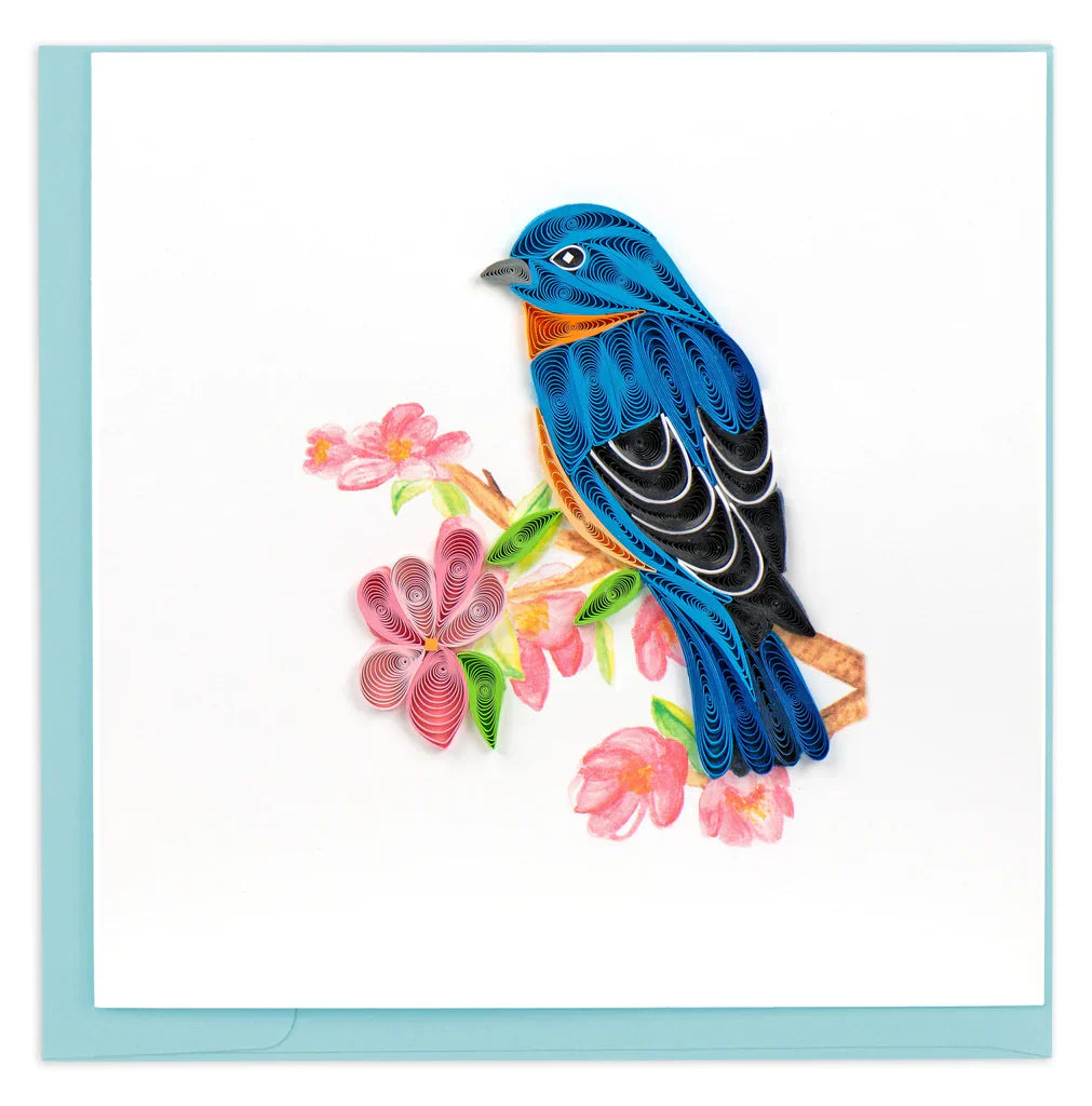 Quilled Bluebird on Flower Branch Card