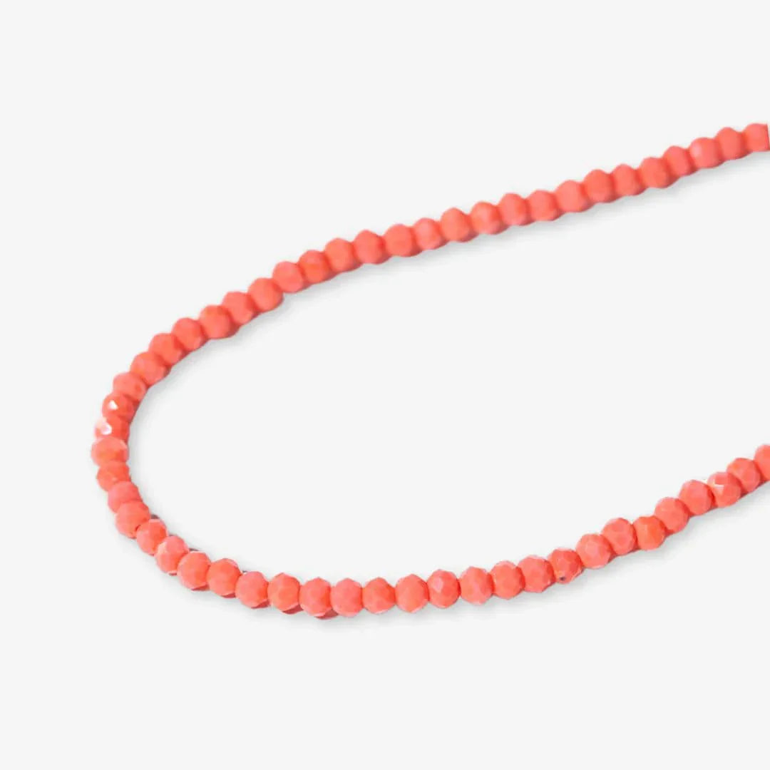 Hayden Solid Single Strand Crystal Necklace With Tassel, Coral