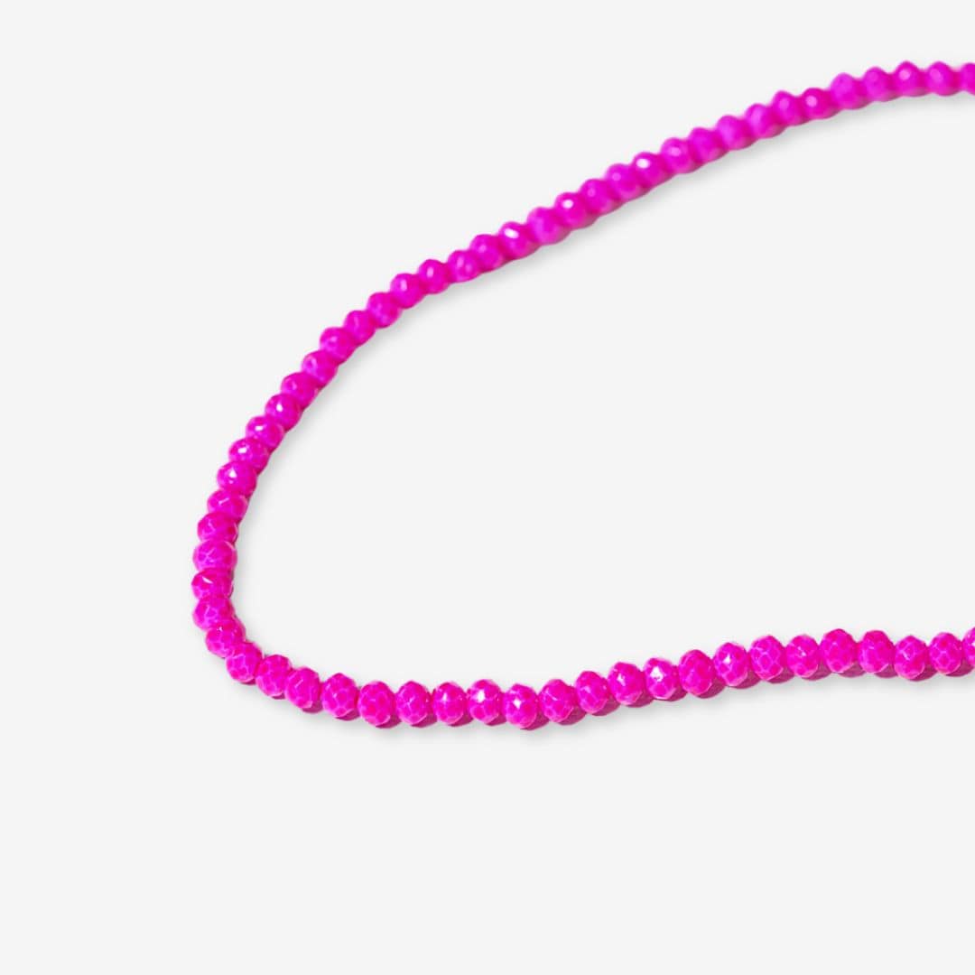 Hayden Solid Single Strand Crystal Necklace With Tassel, Hot Pink