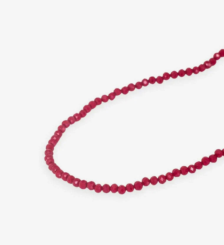 Hayden Solid Single Strand Crystal Necklace With Tassel, Maroon