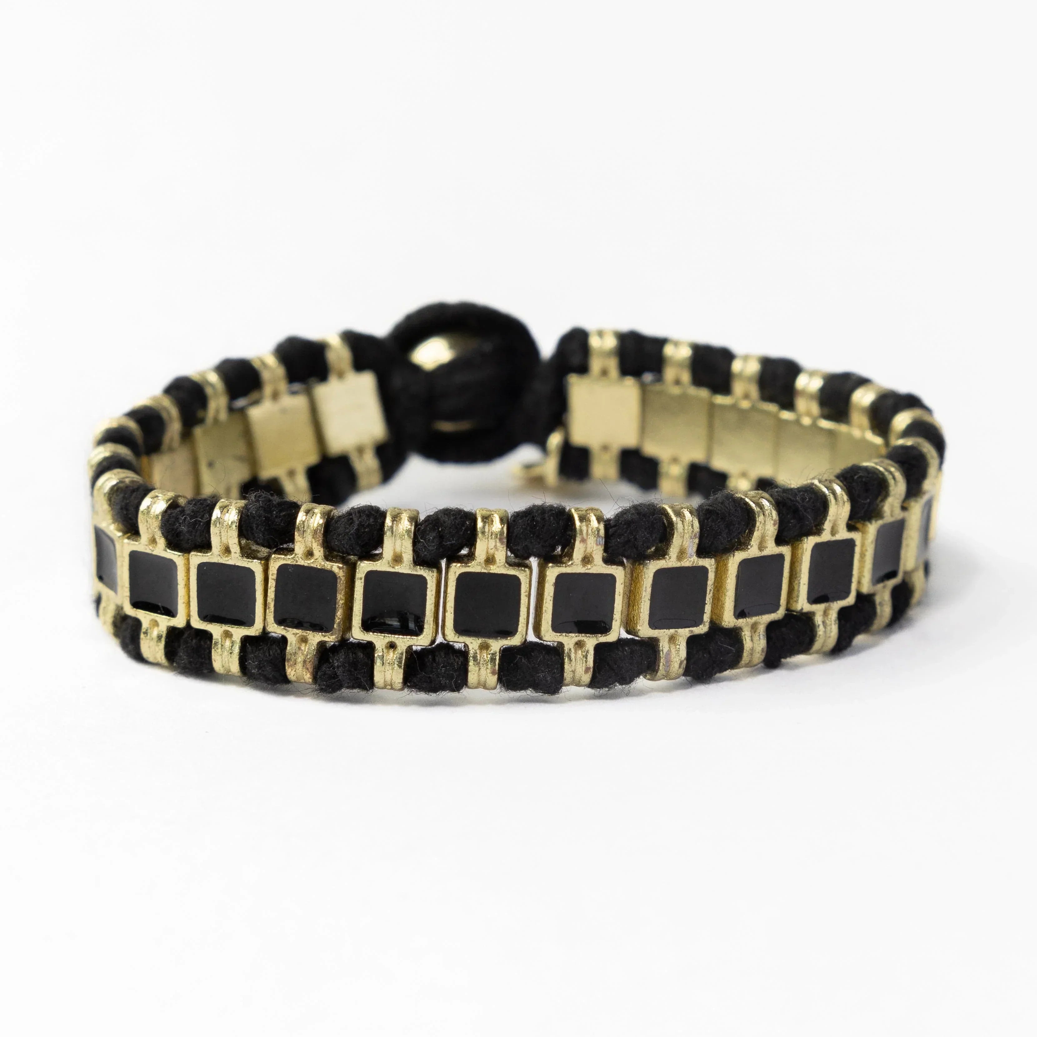 Josie Enamel Bracelet Small With Loop Latch, Black