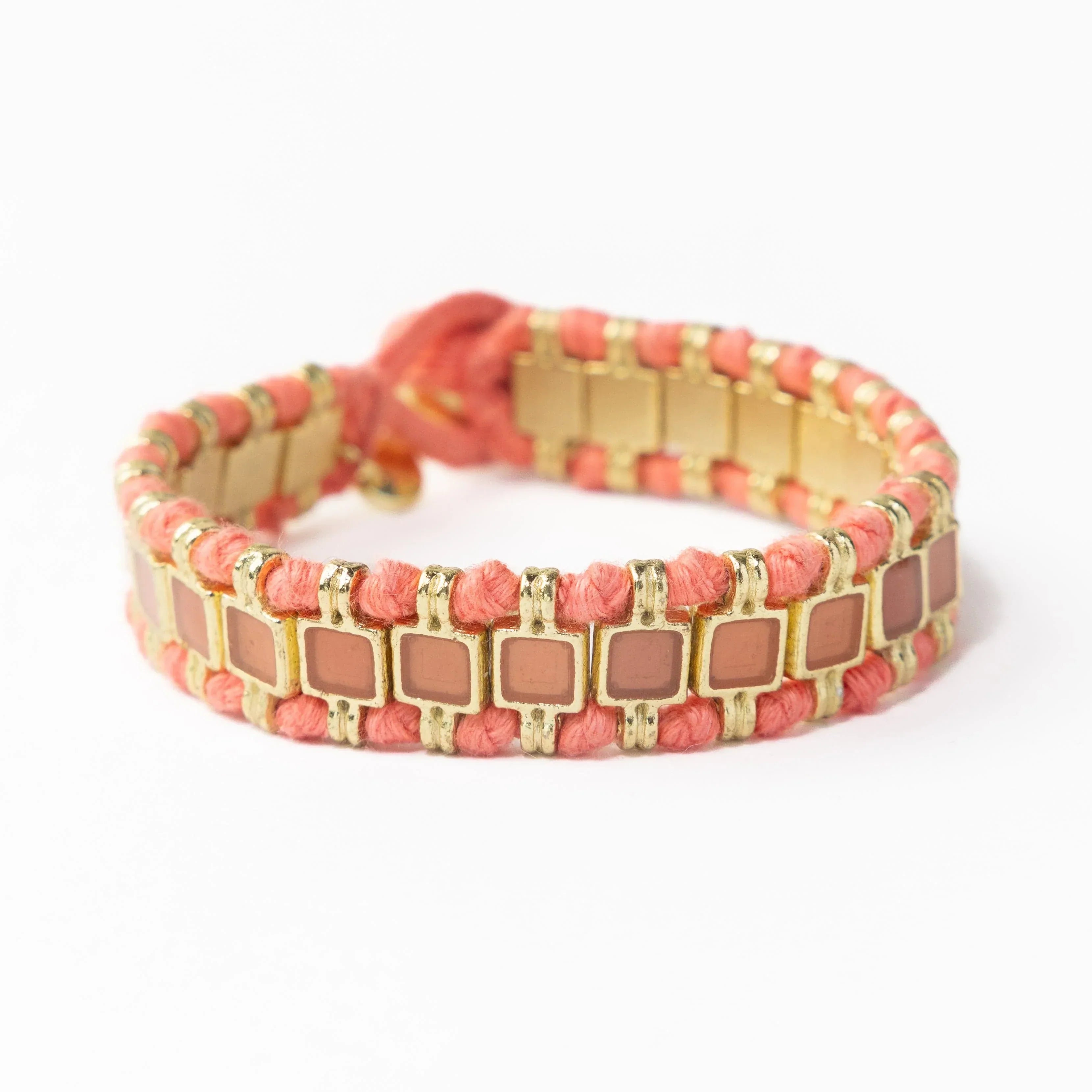 Josie Enamel Bracelet Small With Loop Latch, Coral