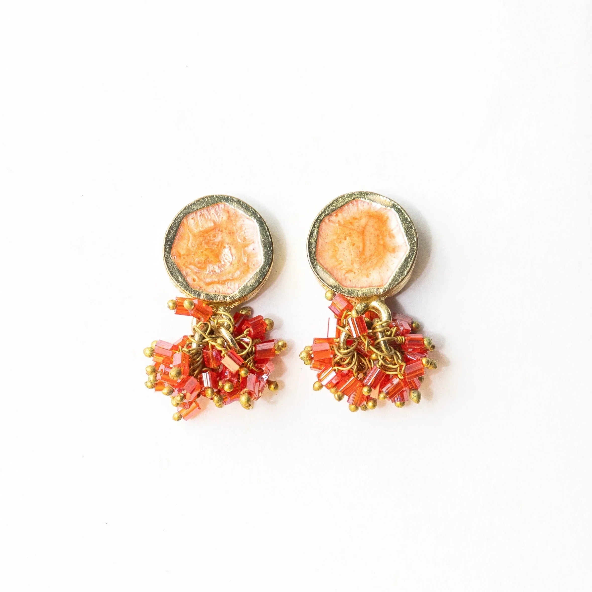 Kimberly Enamel Earring, Coral