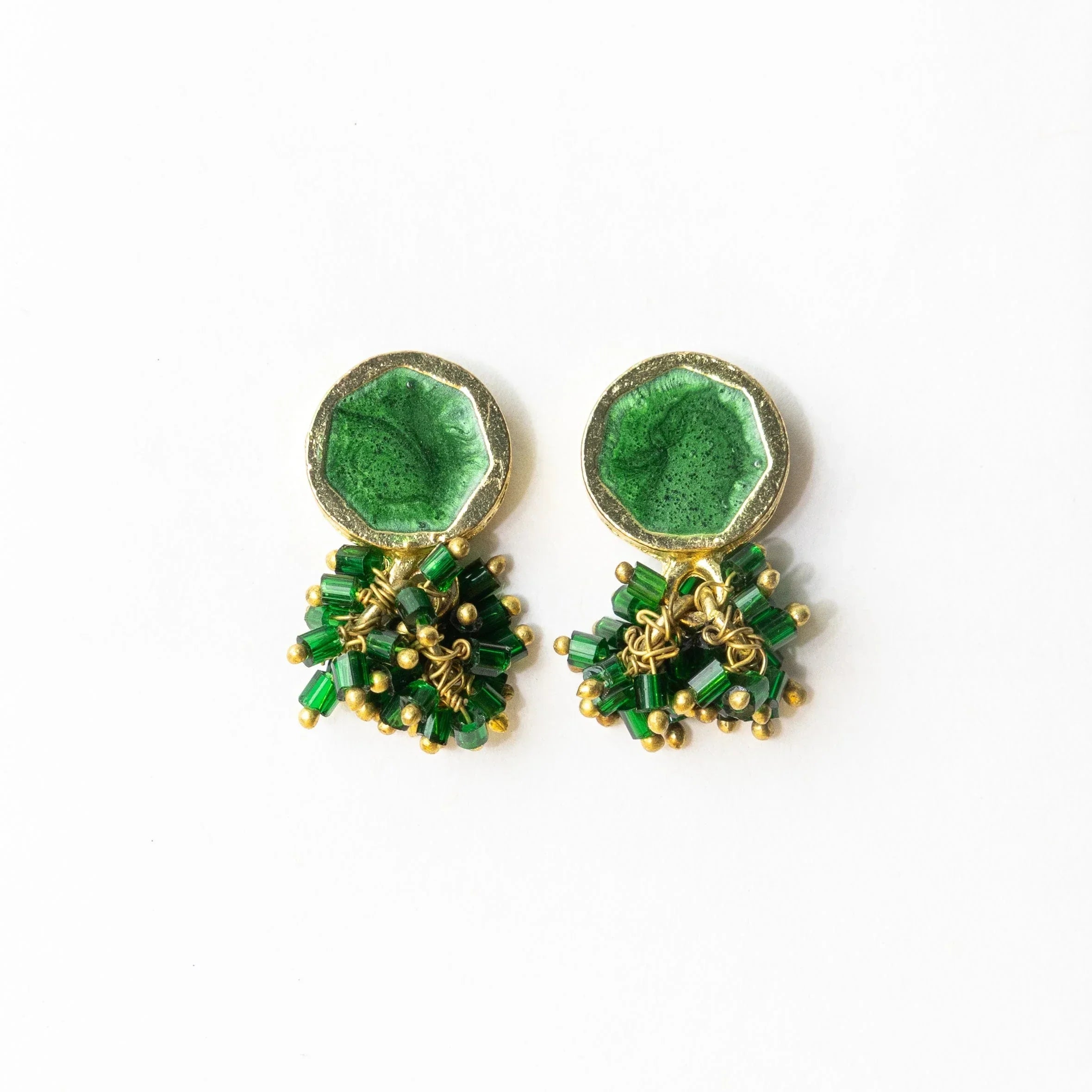 Kimberly Enamel Earring, Leaf Green