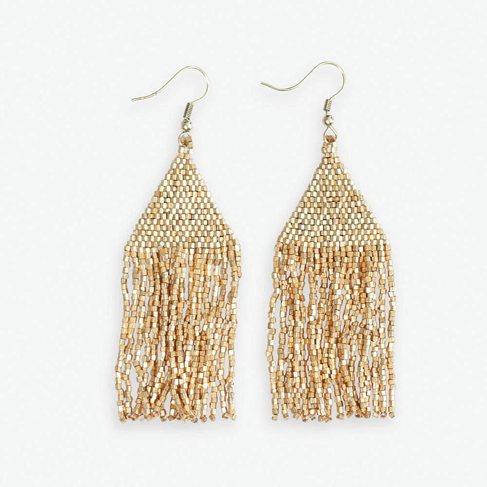 Lexie Solid Beaded Fringe Earrings, Gold