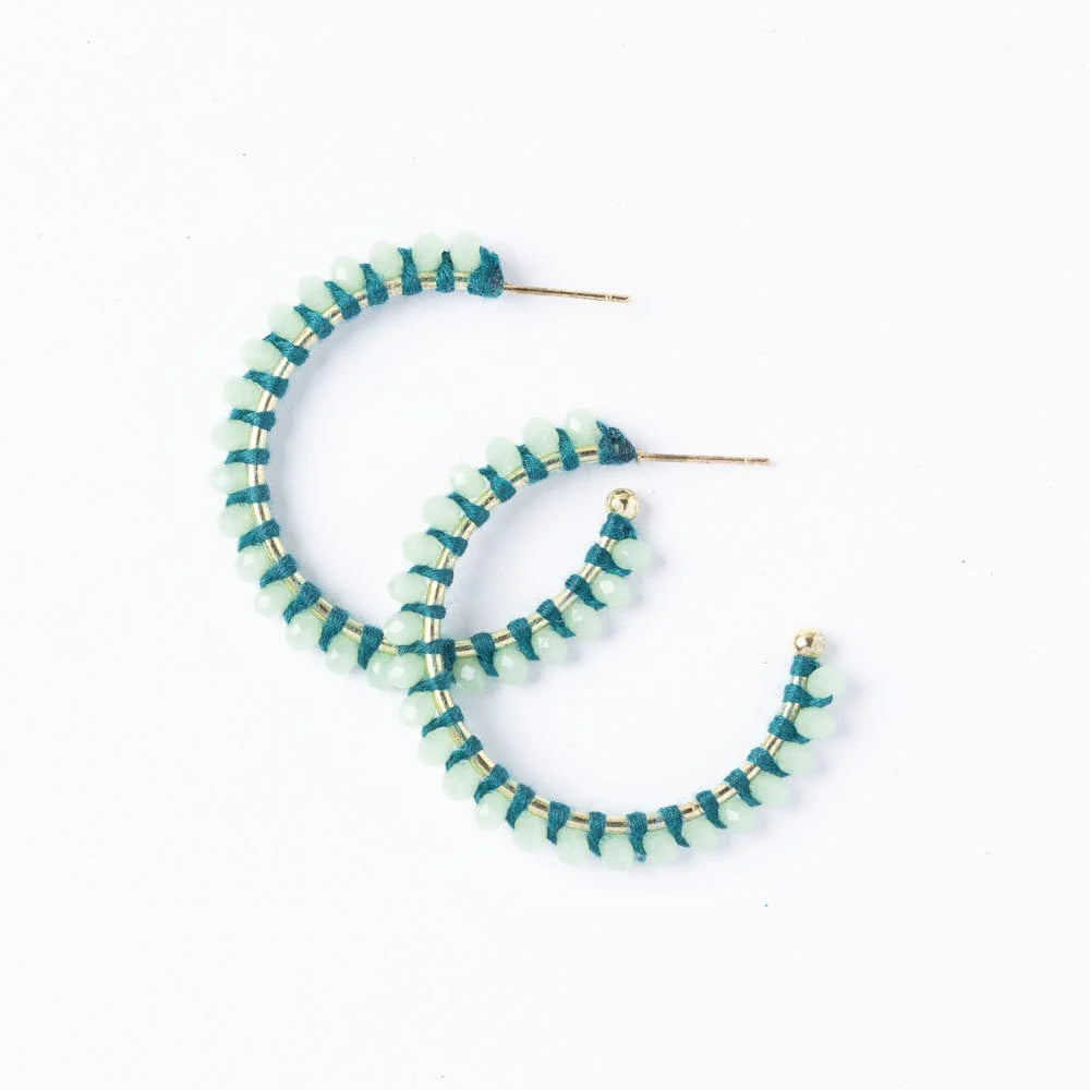 Lillian Crystal Threaded Beads Hoop, Mint