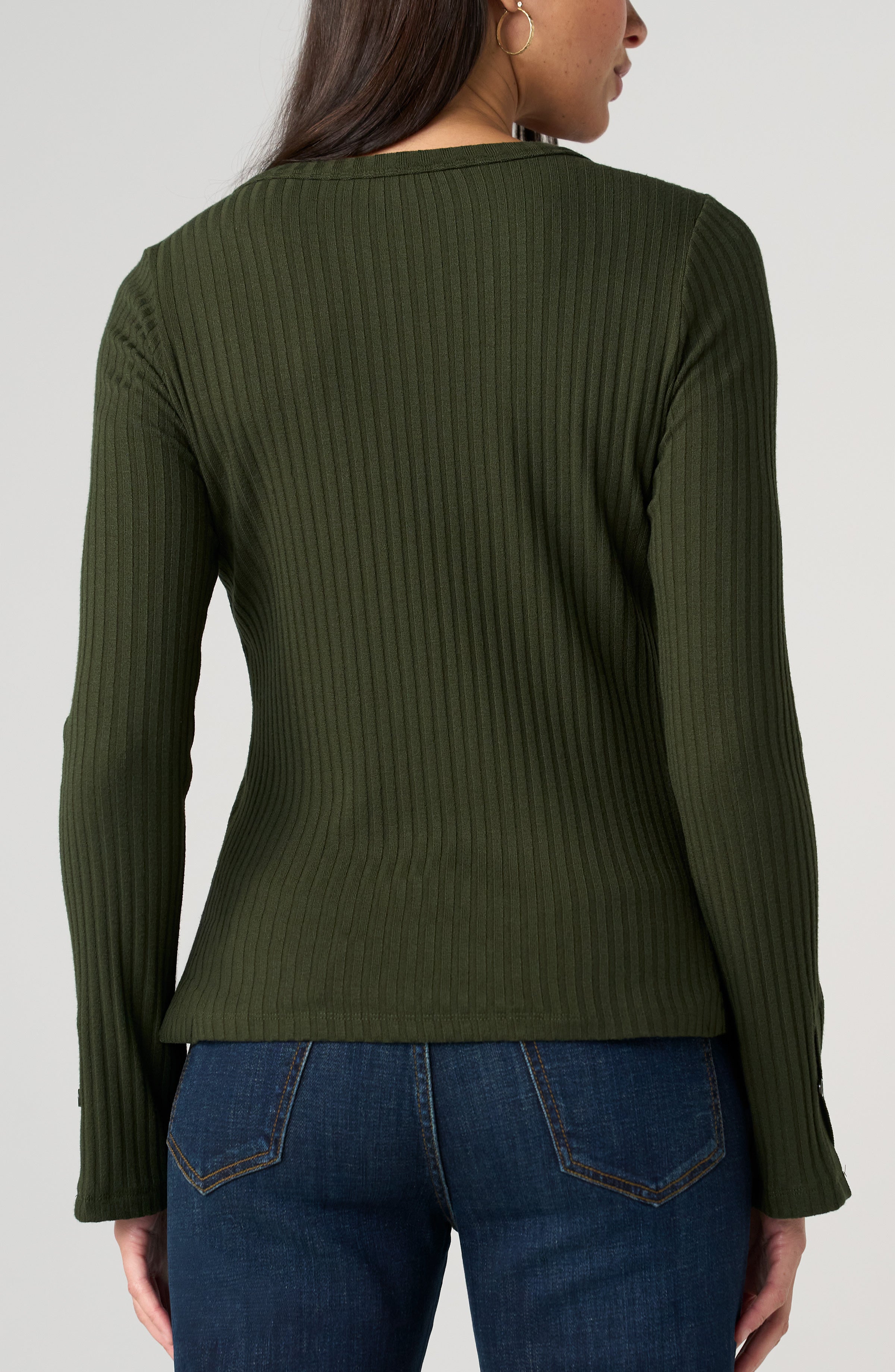Long Sleeve Scoopneck Top, Hunter Green