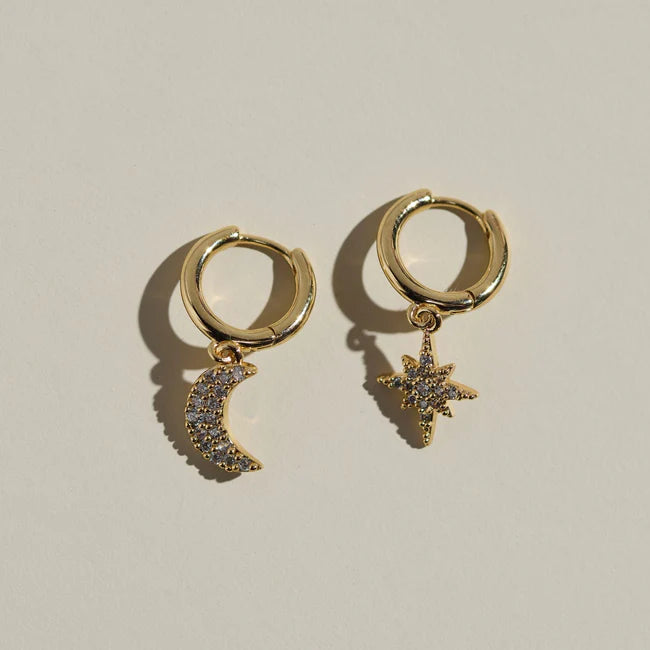 Moon and Star Huggies, Gold