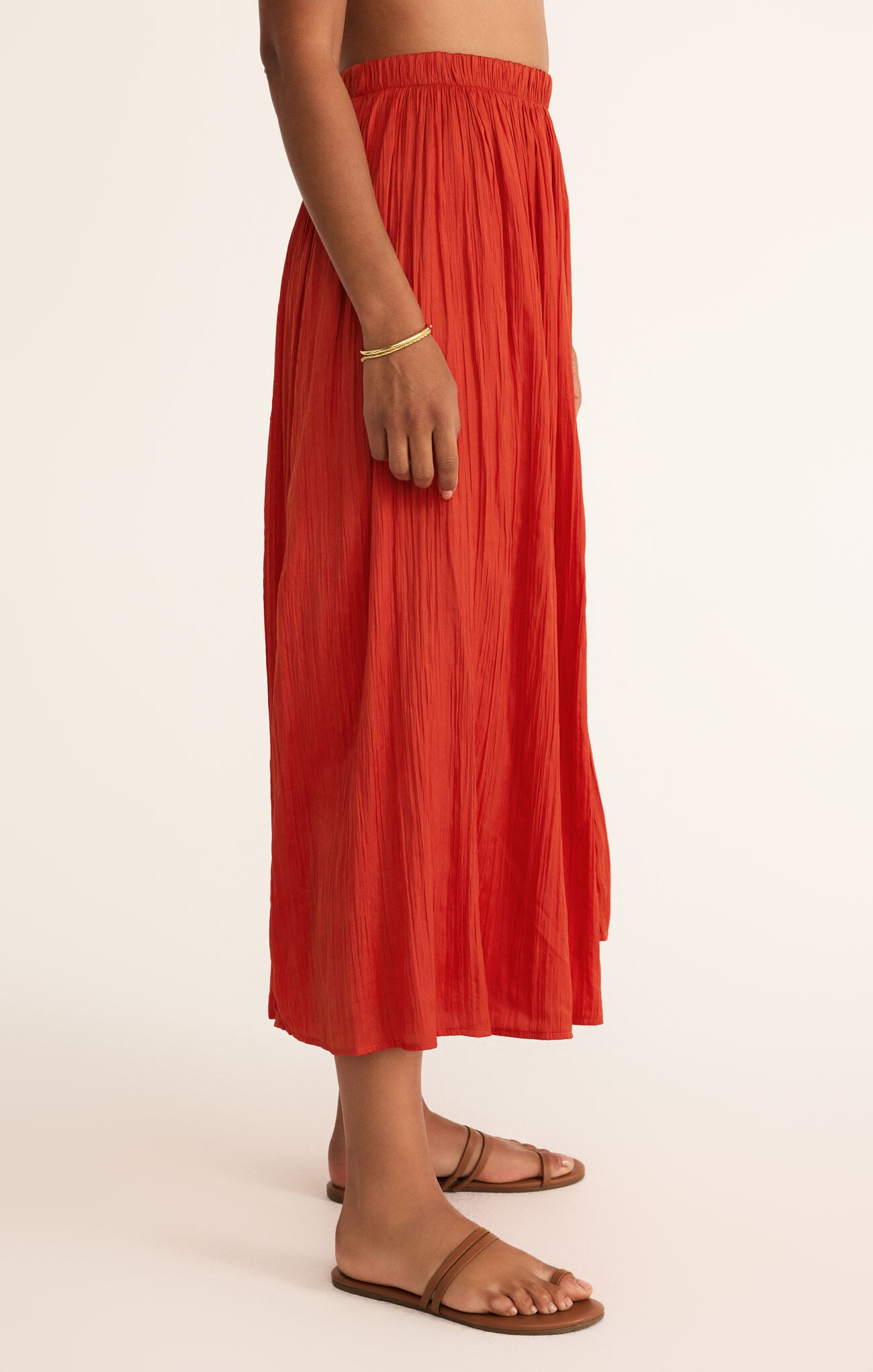 Nicoline Crinkle Midi Skirt, Cabana Red